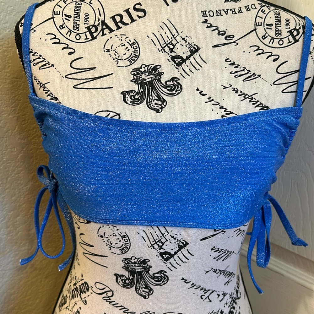 Blue Sparkle No Boundaries swim top.